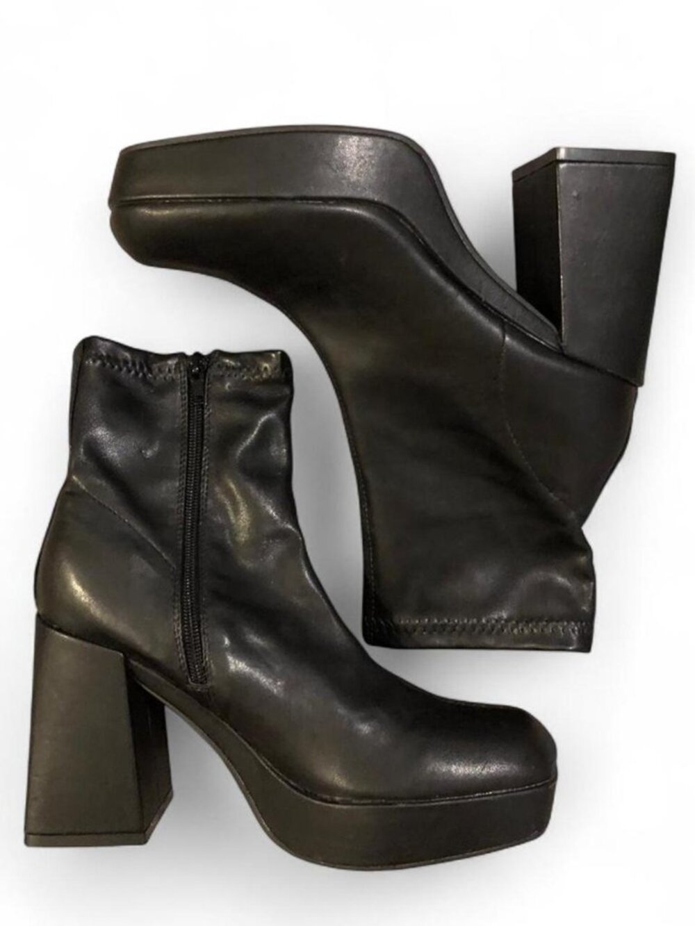 Grunge Core Diba Women’s 7.5 Black Leather Platform Boots Whimsigoth Boots